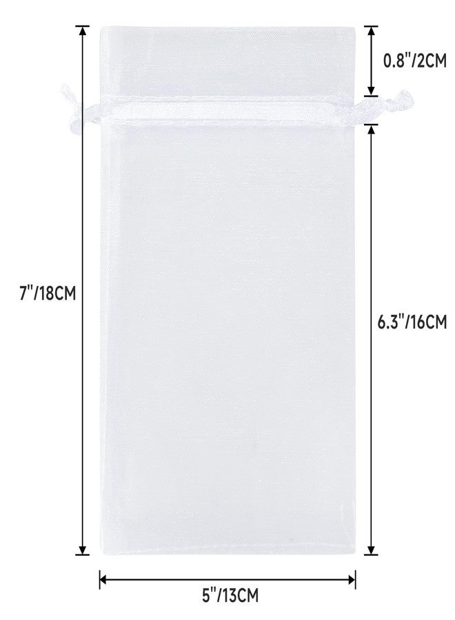 g2 بلس مجموعة G2PLUS من 25 كيسًا أبيض من الأورجانزا، مقاس 5×7 بوصات، أكياس مجوهرات شبكية شفافة، أكياس هدايا من الأورجانزا برباط، مناسبة للحلوى والمجوهرات وهدايا حفلات الزفاف. - Image 2